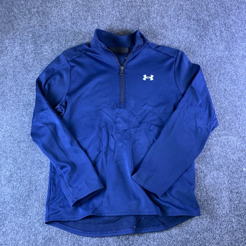 Under Armour Jacket Mens Medium Royal Blue Good Fleece Lined Quarter Zip 1359855